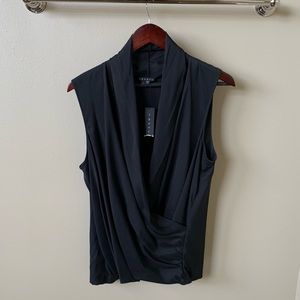 NWT Theory Silk Black Drape Top - Large